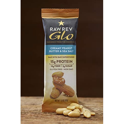 Raw Rev Glo Protein Bars, Creamy Peanut Butter &Amp; Sea Salt, 1.6 O
