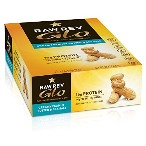 Raw Rev Glo Protein Bars, Creamy Peanut Butter &Amp; Sea Salt, 1.6 O