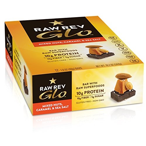 Raw Rev Glo Vegan, Gluten-Free Protein Bars - Mixed Nuts Caramel