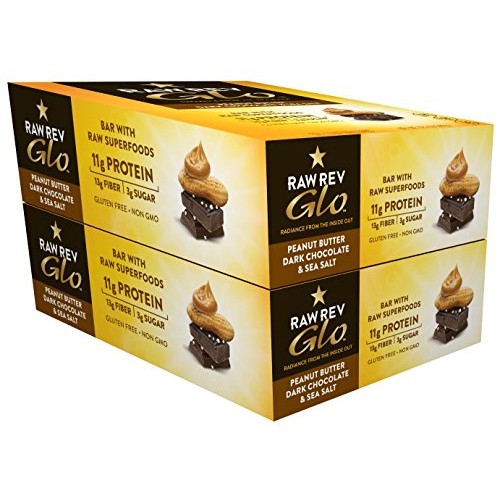 Raw Rev Glo Vegan Protein Bars, Peanut Butter Dark Chocolate &Amp; S