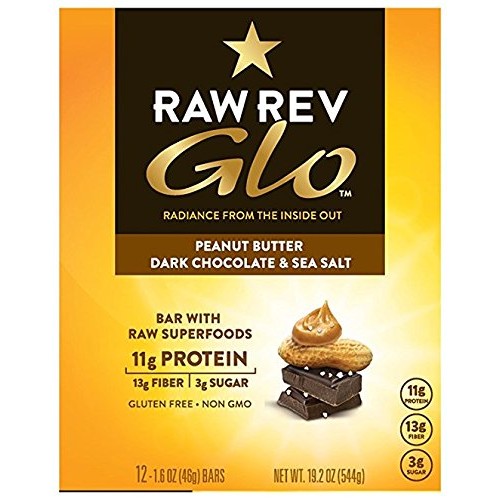 Raw Rev Glo Vegan Protein Bars, Peanut Butter Dark Chocolate &Amp; S