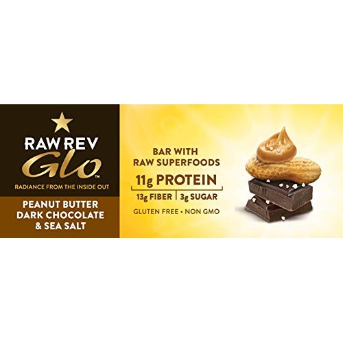 Raw Rev Glo Vegan Protein Bars, Peanut Butter Dark Chocolate &Amp; S