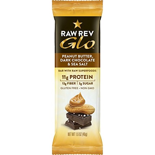 Raw Rev Glo Vegan Protein Bars, Peanut Butter Dark Chocolate &Amp; S