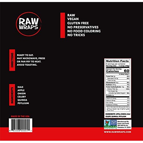 Raw Wraps, Gluten Free, Paleo, And Keto Friendly, Shelf Stable,