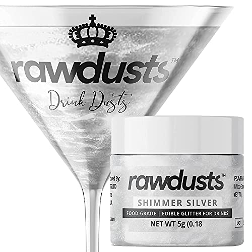 Edible Glitter For Drinks 2 Pack: Shimmer Silver Sparkle,Shine
