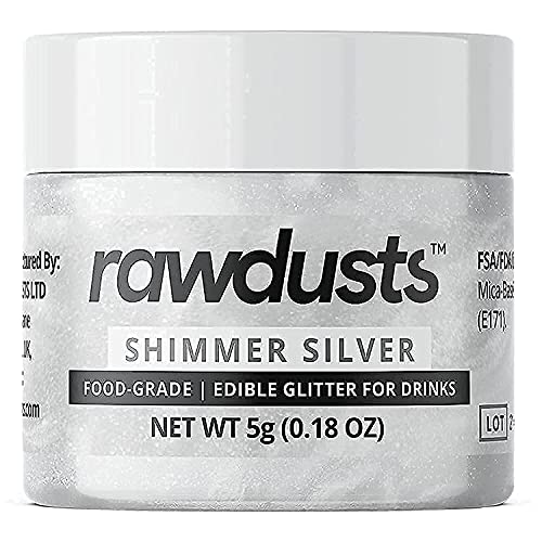 Edible Glitter For Drinks 2 Pack: Shimmer Silver Sparkle,Shine
