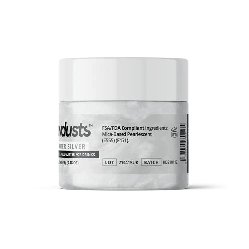 Edible Glitter For Drinks 2 Pack: Shimmer Silver Sparkle,Shine