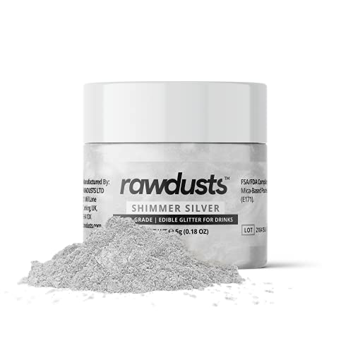 Edible Glitter For Drinks 2 Pack: Shimmer Silver Sparkle,Shine