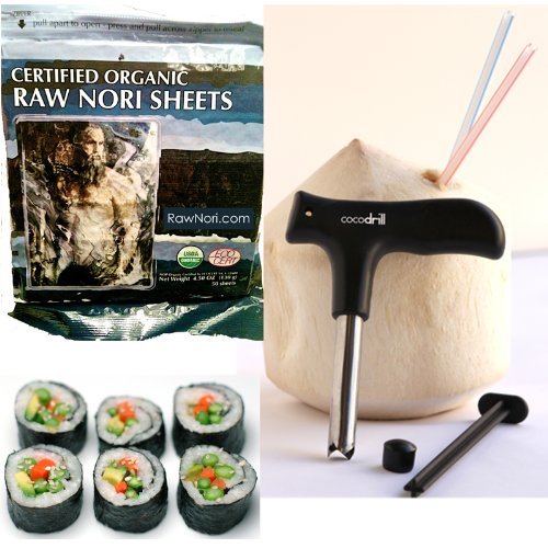 Raw Organic Nori Sheets 50 Qty Pack + Free Sushi Roller Mat! - C