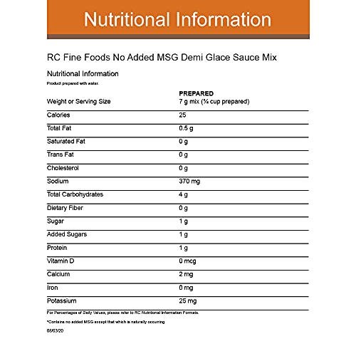 Rc Fine Foods No Added Msg Demi Glace Sauce Mix 32 Oz., Makes 2