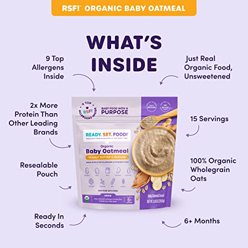 Ready, Set, Food! Organic Baby Oatmeal Cereal | Peanut Butter Ba