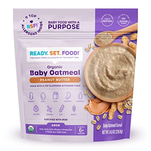 Ready, Set, Food! Organic Baby Oatmeal Cereal | Peanut Butter -