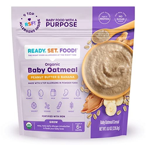 Ready, Set, Food! Organic Baby Oatmeal Cereal | Peanut Butter Ba