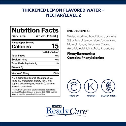 Lyons Readycare Thickened Lemon Flavored Water For Dysphagia &Amp; S