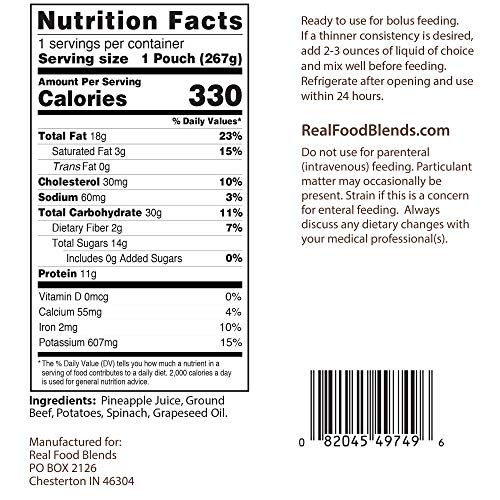 Real Food Blends Variety Case Pureed Blended Meal For Feeding Tu