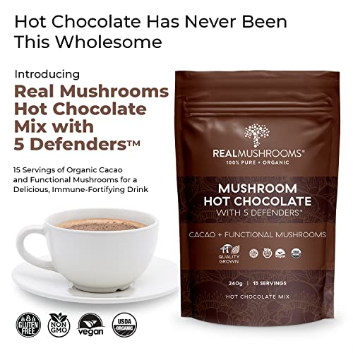 Real Mushrooms Organic Hot Chocolate Mix w/ 5 Defenders Turkey ...