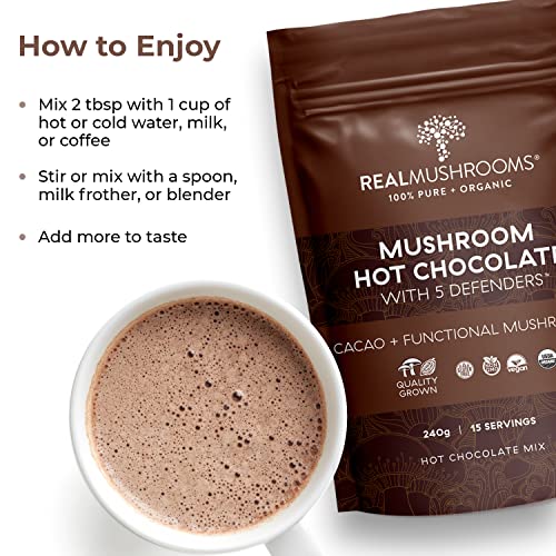 Real Mushrooms Organic Hot Chocolate Mix w/ 5 Defenders Turkey ...