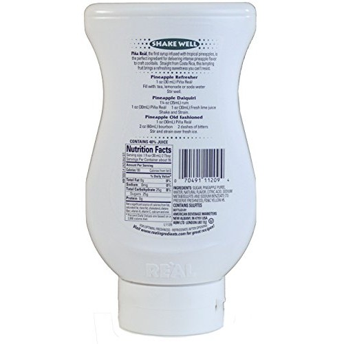 Piña Reàl, Pineapple Puree Infused Syrup, 16.9 Fl Oz Squeezable