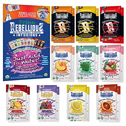 Rebellious Variety Pack Organic Natural Water Energy Mix, Antiox
