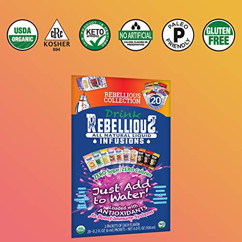 Rebellious Variety Pack Organic Natural Water Energy Mix, Antiox