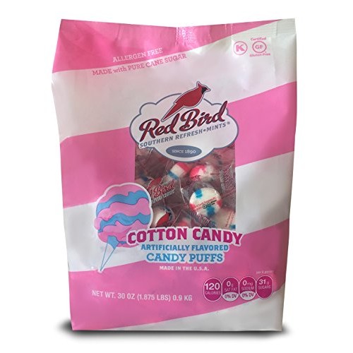 Red Bird Cotton Candy Puffs, 30 Oz Bag | Made W/100% Pure Cane S