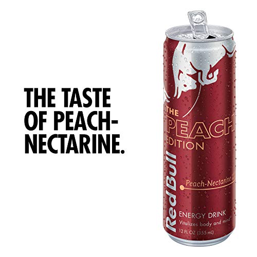 Red Bull Energy Drink, Peach-Nectarine, 12 Fl Oz 24 Count, Pea