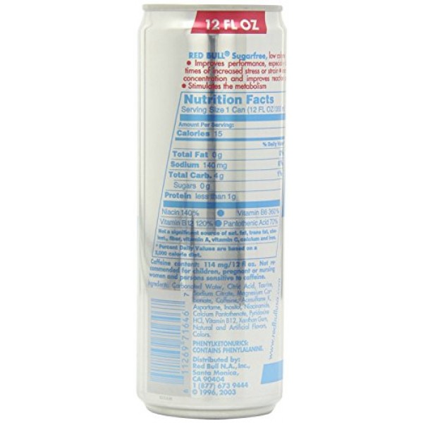Red Bull Energy Drink - Sugar Free - 16Fl Oz Pack Of 8