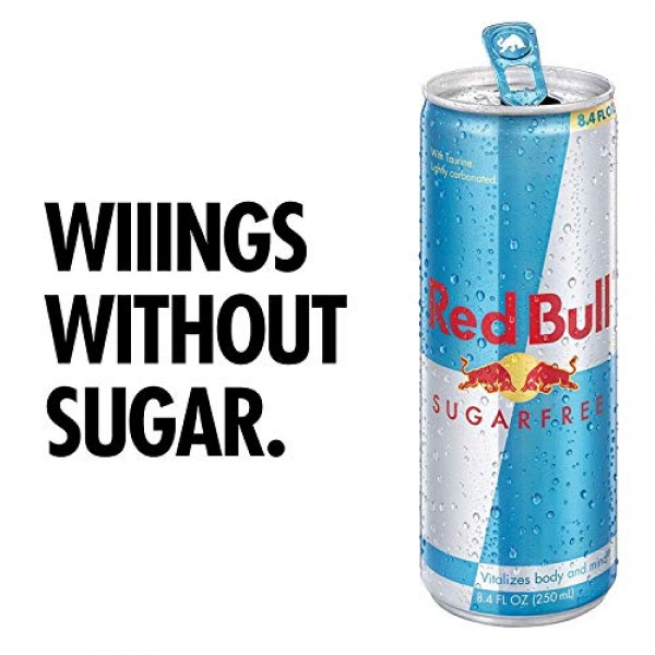 Red Bull Energy Drink Sugar Free 24 Pack 8.4 Fl Oz, Sugarfree