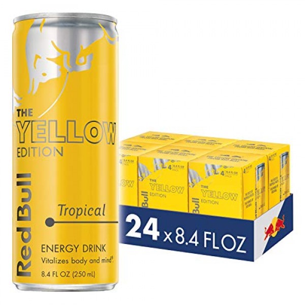 Red Bull Energy Drink, Tropical, Yellow Edition, 8.4 Fl Oz 24 C