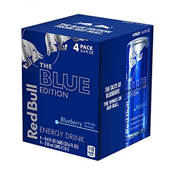 Red Bull Energy Drink Blueberry 4 Pack Of 8.4 Fl Oz, Blue Edition