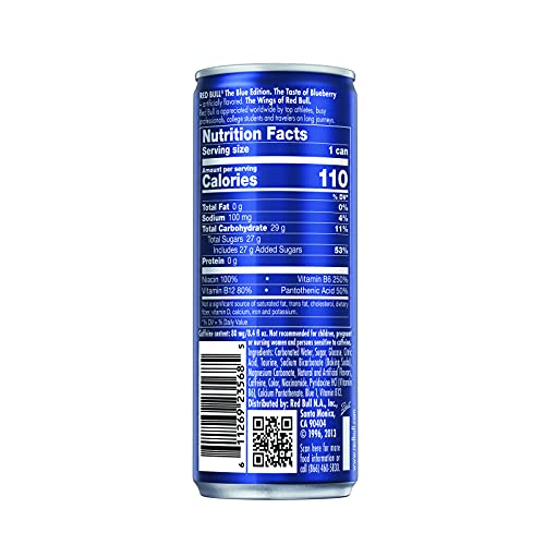 Red Bull Energy Drink Blueberry 4 Pack Of 8.4 Fl Oz, Blue Edition