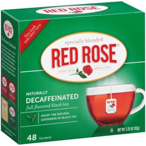 Red Rose Naturally Decaffeinated Tea 48-Count Boxes Pack Of 2