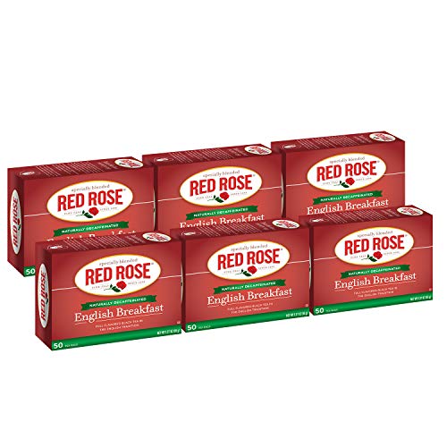 Red Rose Teas Black Tea, 6 Boxes Of 50 300 Tea Bags, Decaffein