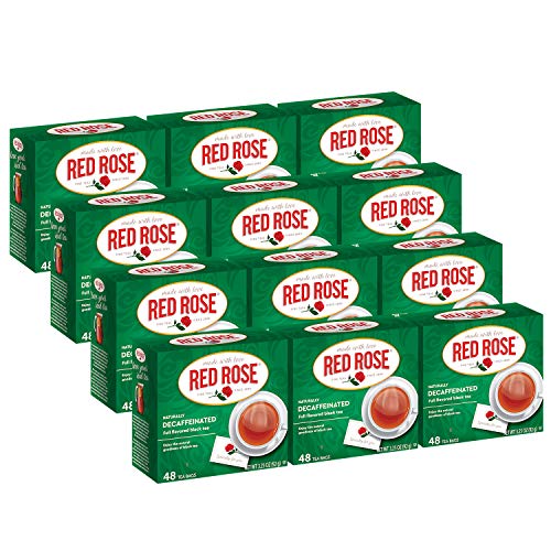 Red Rose Teas Naturally Decaffeninated Black Tea, 12 Boxes Of 48