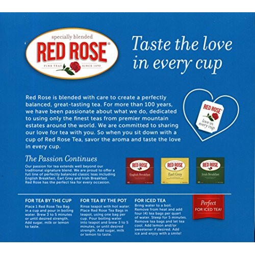 Red Rose Original Full Flavored Black Tea 8Oz Box Of 100 Tea Bags