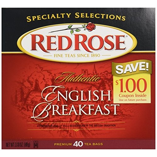 Red Rose Authentic English Breakfast Tea Bags 40 Ct