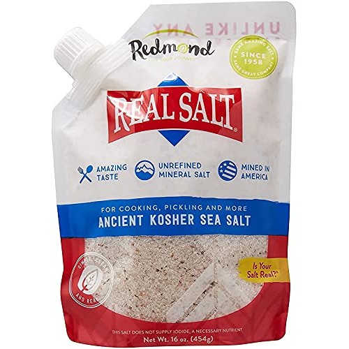 Redmond Real Kosher Salt, 16 Ounce Pouch 3 pack