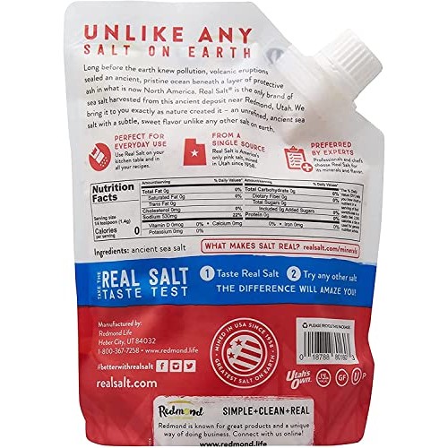 Redmond Real Kosher Salt, 16 Ounce Pouch 3 pack