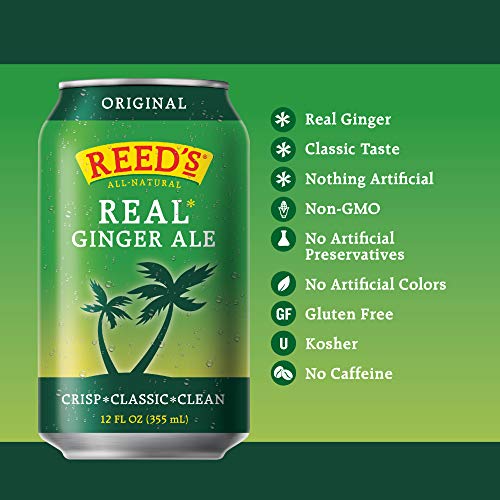 Reed'S Zero Sugar Real Ginger Ale, All-Natural Classic Ginger Ale Made With Real Ginger 8-Pack 12Oz Cans