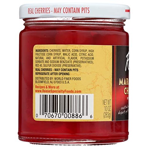Reese Red Maraschino Cherries With Stems, 10 Oz