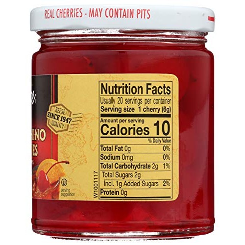 Reese Red Maraschino Cherries With Stems, 10 Oz