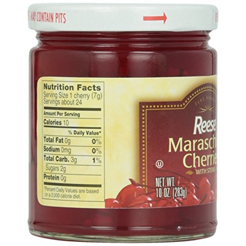 Reese Red Maraschino Cherries With Stems, 10 Oz