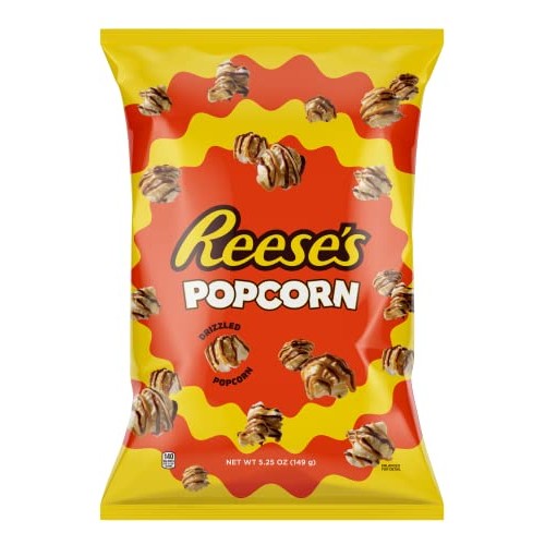 Reeses Popcorn, 5.25oz Grocery Sized Bag, Popcorn Drizzled in R...