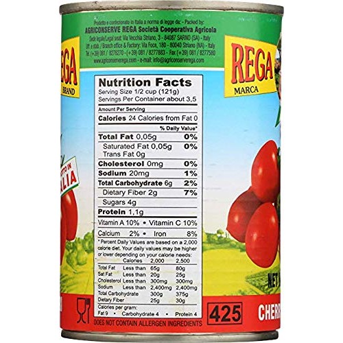 Rega Cherry Tomatoes, Pack Of 4 Cans, 14 Ounce Each Can, All Nat