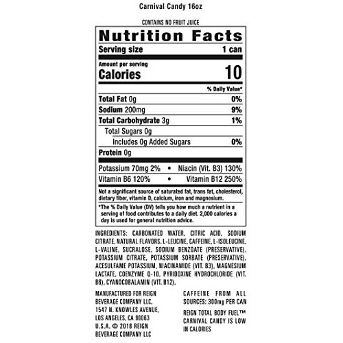 Reign Total Body Fuel, Carnival Candy, Fitness &Amp; Performance Dri