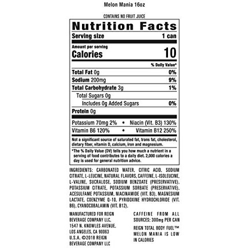 Reign Total Body Fuel, Melon Mania, Fitness &Amp; Performance Drink,