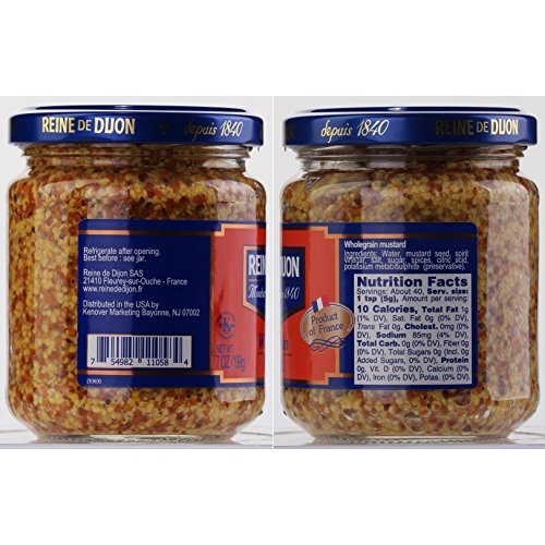 Reine de Dijon, Dijon wholegrain Mustard, 7oz, Made in France