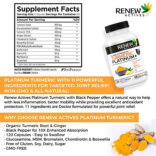 Renew Actives Turmeric Curcumin Supplement: Extra Strength Turme
