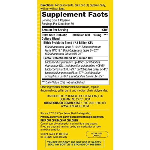 Renew Life Adult Probiotics, 30 Billion CFU Guaranteed, Probioti...