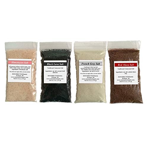 Gourmet Sea Salt Sampler: 4 X 6Oz. Packages, Pink Himalayan, Fre